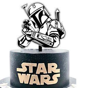 Large 3D Mandalorian Painted Acrylic Cake Topper